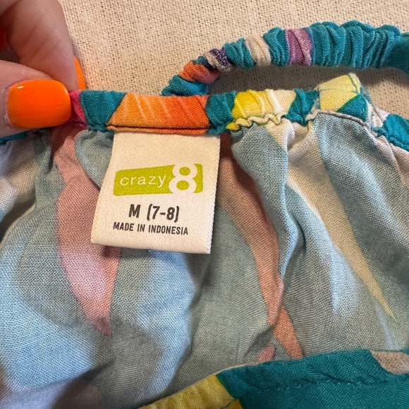 Crazy 8 Tropical Leaf Print Dress Girls Size Medium 7/8 - Picture 3 of 6